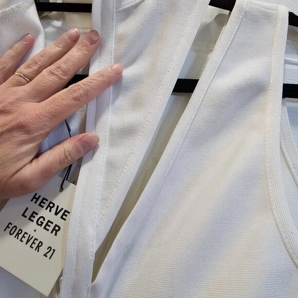Hervé Léger x Forever 21 White Cutout Bodycon Dress Size L NWT - Picture 7 of 9
